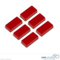 Aimant 12x24 mm rectangulaire rouges (set 6)