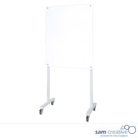 Tableau blanc en verre blanc magnétique sur support mobile blanc 100x200 cm